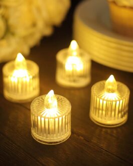 12 Pack Warm White Column Battery-Operated LED Tealight Candles, Decorative Flameless Tea Lights 2″