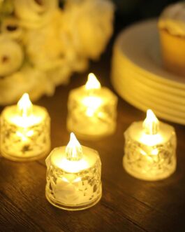 12 Pack Warm White Diamond Battery-Operated LED Tealight Candles, Decorative Flameless Tea Lights 2″