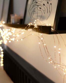 Warm White 200 LED Battery Operated Fairy String Waterfall Lights, 10 Waterproof Copper Strands 8ft