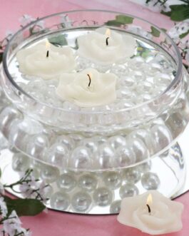 4 Pack White Rose Flower Floating Candles Wedding Vase Fillers 2.5″